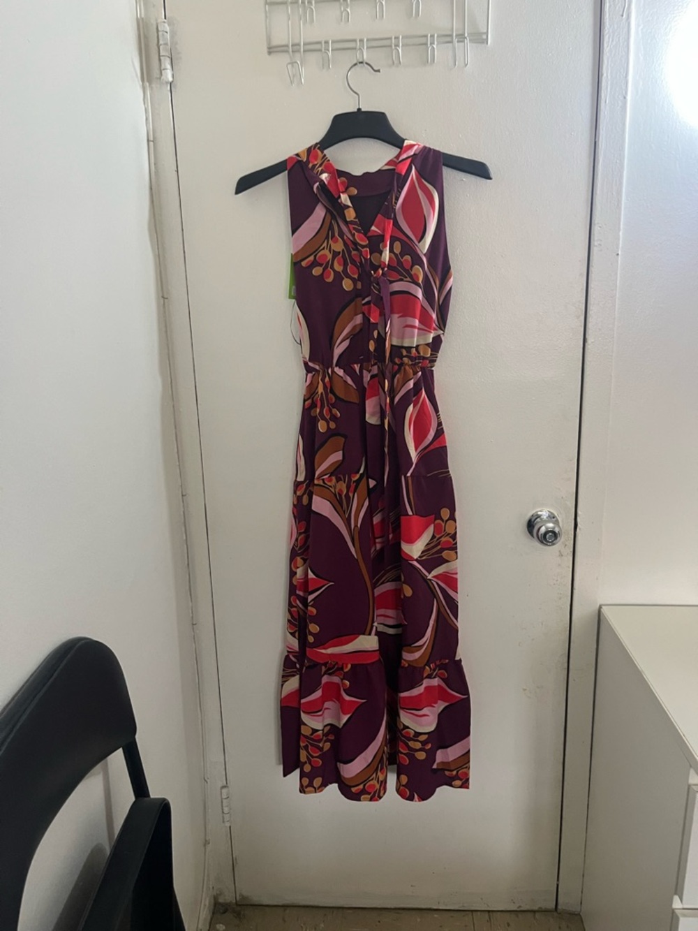 Sam Edelman Plum Floral & Abstract Print Sleeveless Maxi Dress